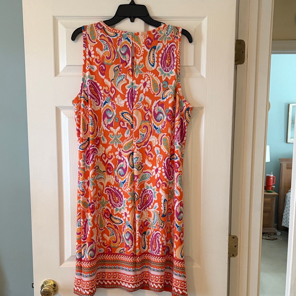 MSK Sleeveless Mini Dress - Orange and Pink Paisley - Picture 5 of 5